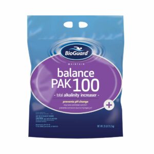 BioGuard Balance Pak 100: raises alkalinity to prevent pH bounces from rain, bather load, and other chemical applications.