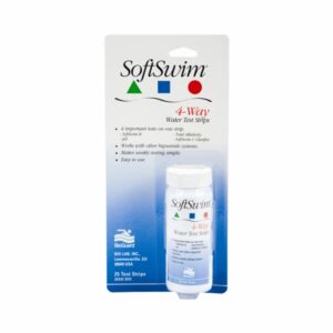 BioGuard SoftSwim 4-Way Test Strips: tests pool water for the chemicals used in the Soft Swim program.